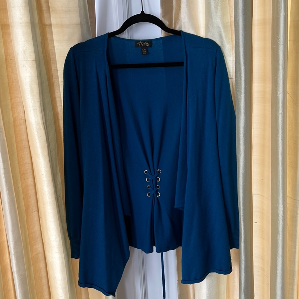 Blue-green cardigan